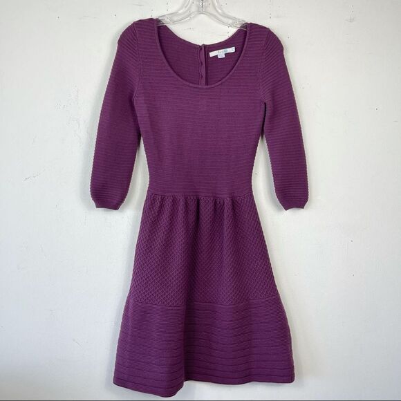 Boden libby textured sweater knit dress 4 purple plum warm fall preppy Wh552 - Picture 6 of 16